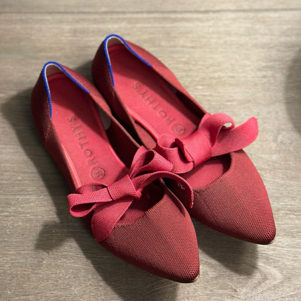 Rothy’s Mary Jane flats • red & pink